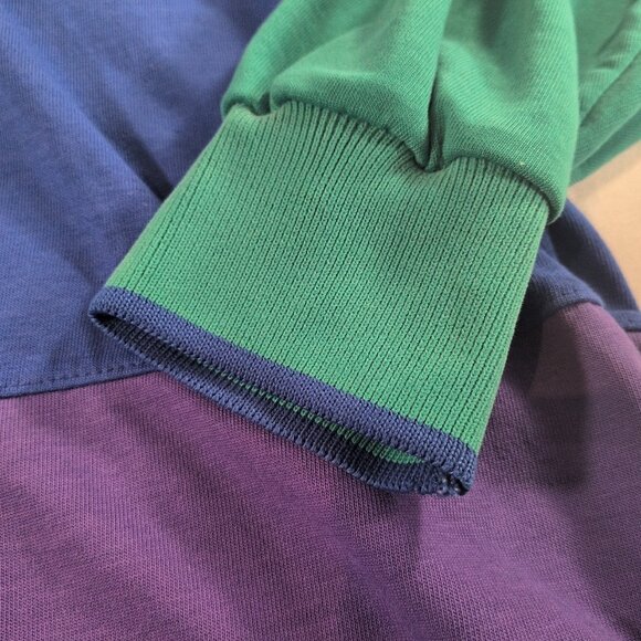 Sears Vintage 90s Green Blue Purple Striped Collared Long Sleeve Button M Medium - Picture 5 of 15